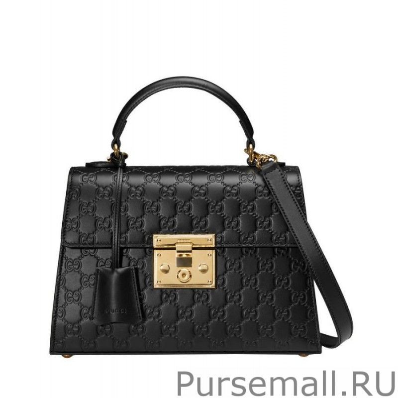 Wholesale Gucci Padlock small Gucci Signature top handle Bag 453188 Black