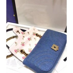 High Quality GG Marmont Denim Mini Bag 446744 Blue