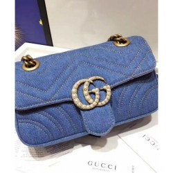 High Quality GG Marmont Denim Mini Bag 446744 Blue
