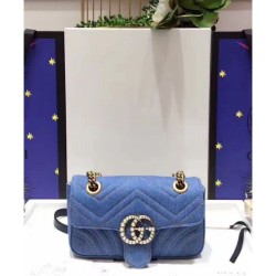 High Quality GG Marmont Denim Mini Bag 446744 Blue