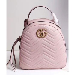 Top Quality GG Marmont Quilted Leather Backpack Bag 476671 Pink