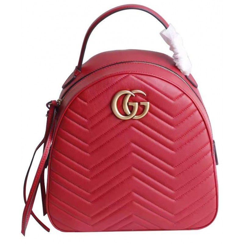 Wholesale GG Marmont Quilted Leather Backpack Bag 476671 Red