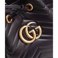 Top Quality GG Marmont Quilted Leather Bucket Bag 476674 Black