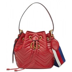 AAA+ GG Marmont Quilted Leather Bucket Bag 476674 Red