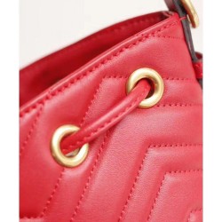 AAA+ GG Marmont Quilted Leather Bucket Bag 476674 Red