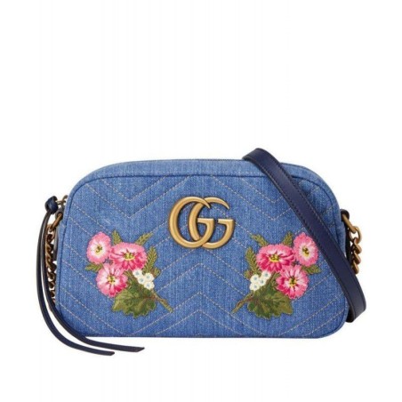 Wholesale GG Marmont Denim Shoulder Bag 447632 Blue