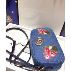 Wholesale GG Marmont Denim Shoulder Bag 447632 Blue