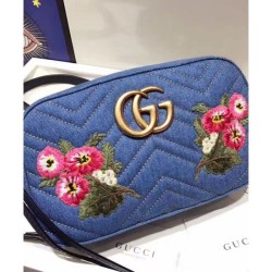 Wholesale GG Marmont Denim Shoulder Bag 447632 Blue