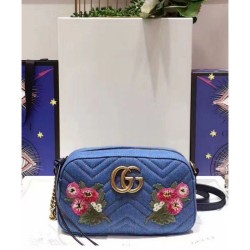 Wholesale GG Marmont Denim Shoulder Bag 447632 Blue