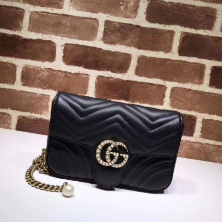 Luxury GG Marmont Matelassé Shoulder Bag 476809 Black