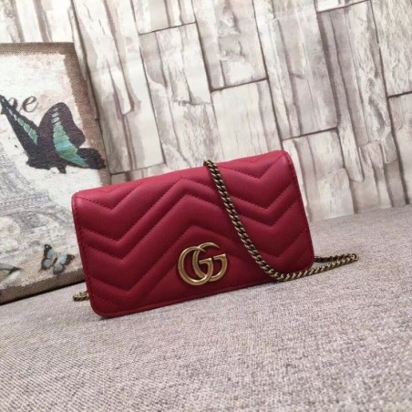 Replica GG Marmont Studs Mini Should Bag 488426 Red