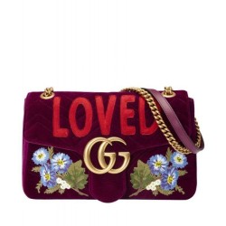 High GG Marmont embroidered velvet bag 443496 Mauve