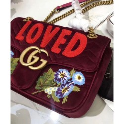 High GG Marmont embroidered velvet bag 443496 Mauve