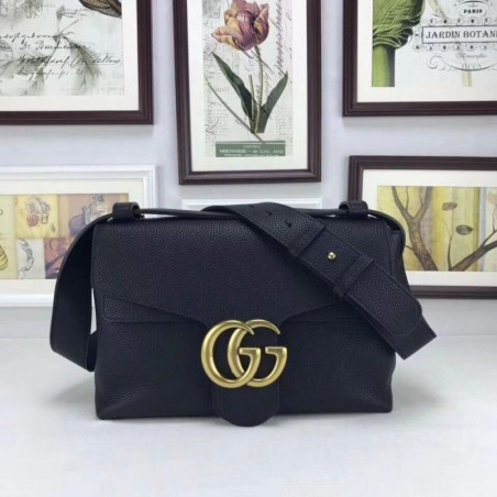 Luxury GG Marmont Leather Shoulder Bags 401173 Navy blue