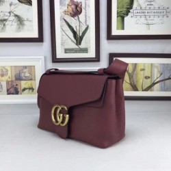 1:1 Mirror GG Marmont Leather Shoulder Bags 401173 Claret