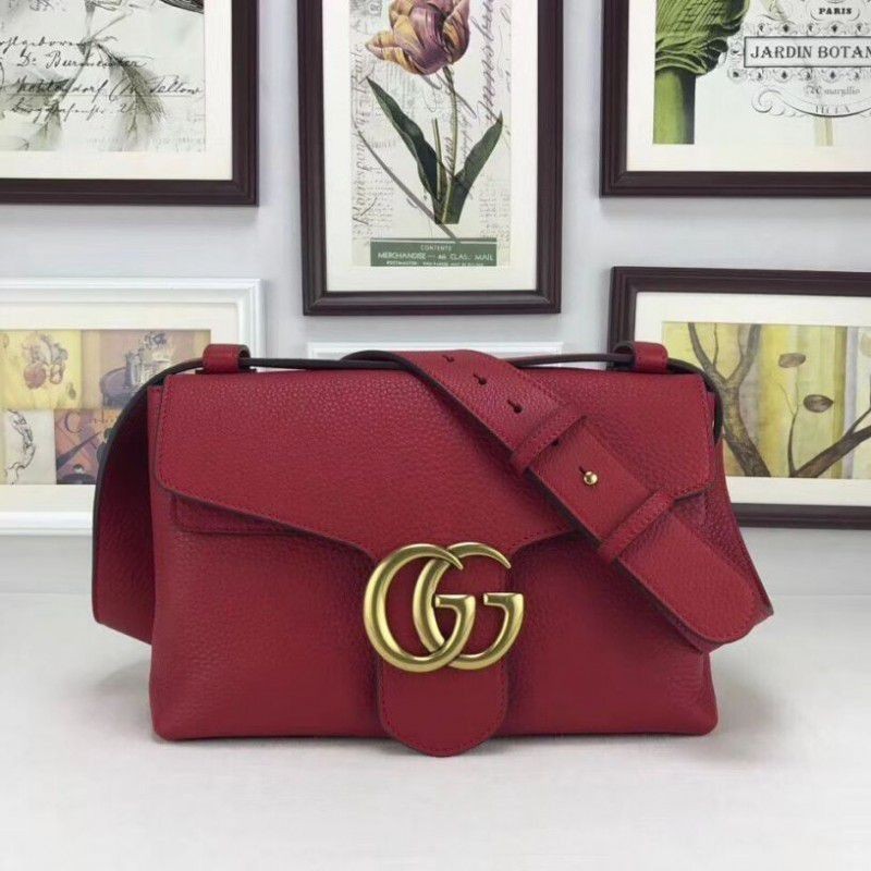 Luxury GG Marmont Leather Shoulder Bags 401173 Red