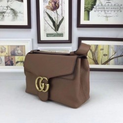 Top Quality GG Marmont Leather Shoulder Bags 401173 Brown