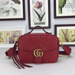 Top GG Marmont Small Shoulder Bag 498100 Red