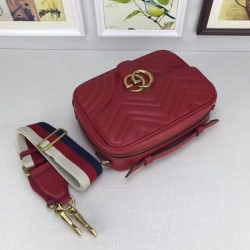 Top GG Marmont Small Shoulder Bag 498100 Red