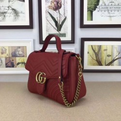 UK GG Marmont Small Top Handle Bag 498110 Red