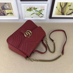 UK GG Marmont Small Top Handle Bag 498110 Red