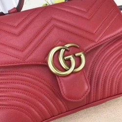 UK GG Marmont Small Top Handle Bag 498110 Red