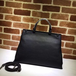 High Quality Bamboo Daily Leather Top Handle Bags 370830 Black