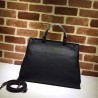 High Quality Bamboo Daily Leather Top Handle Bags 370830 Black