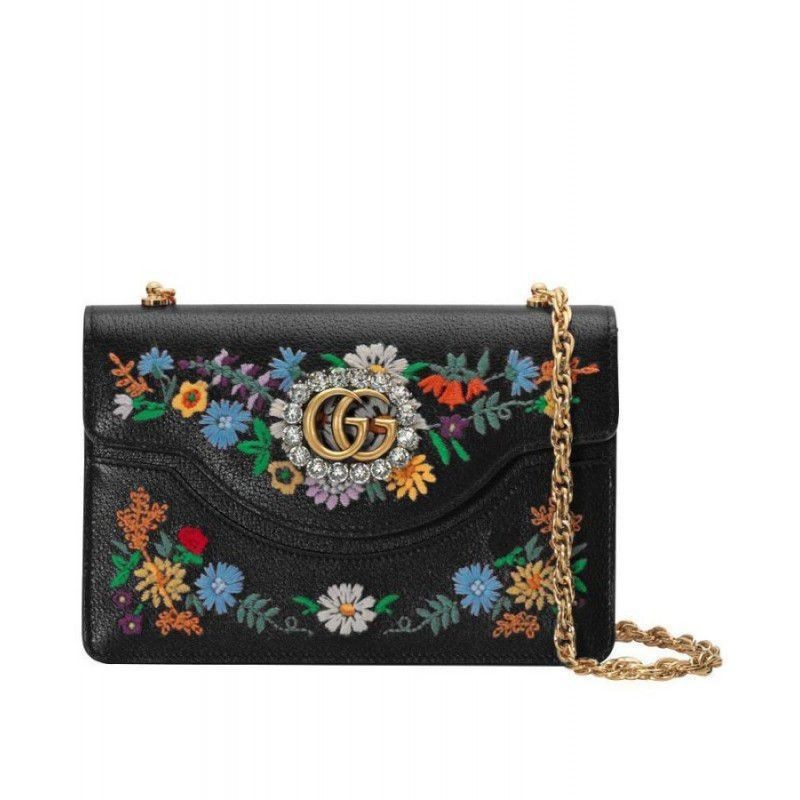 Cheap Embroidered small shoulder bag 499617 Black