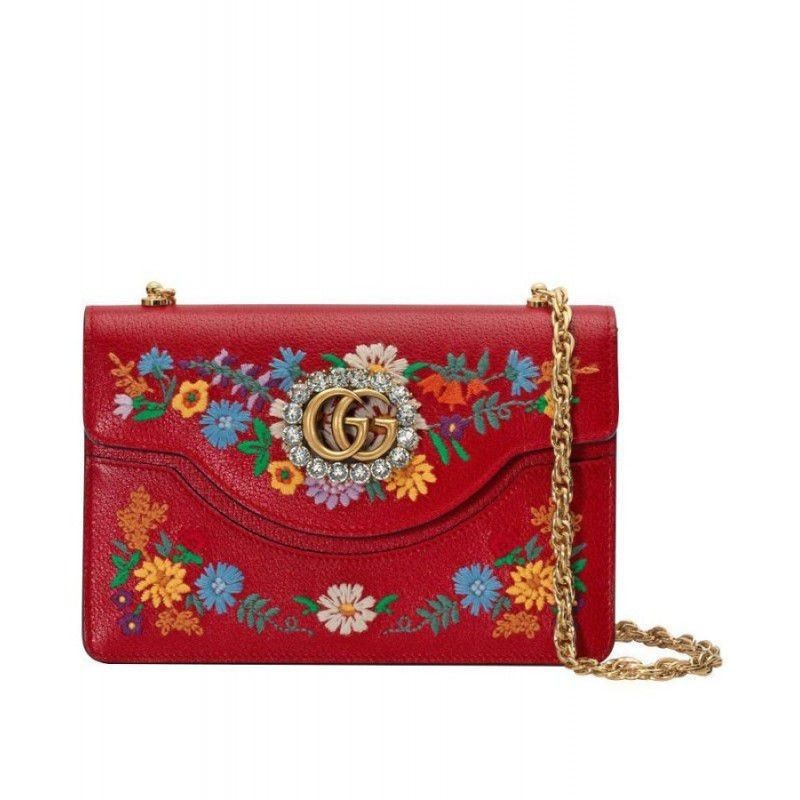 Designer Embroidered small shoulder bag 499617 Red
