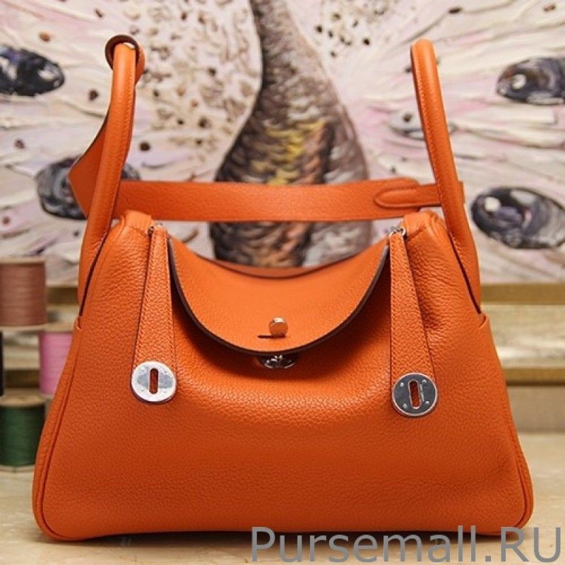 Fashion Hermes Lindy 26cm 30cm 34cm Bag In Orange Leather