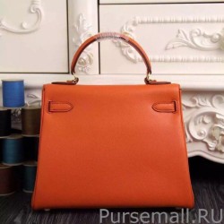 Perfect Hermes Kelly Bag In Orange Epsom Leather