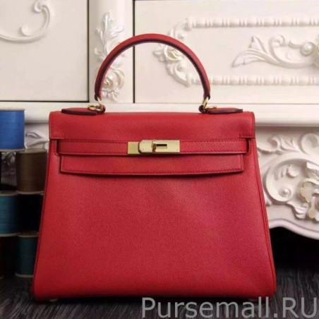 Top Quality Hermes Kelly Bag In Red Epsom Leather