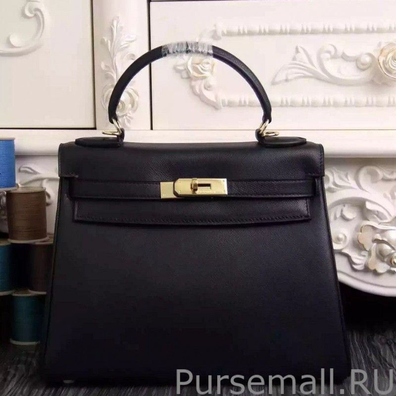 1:1 Mirror Hermes Kelly Bag In Black Epsom Leather