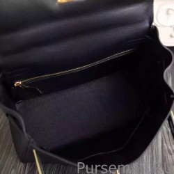1:1 Mirror Hermes Kelly Bag In Black Epsom Leather