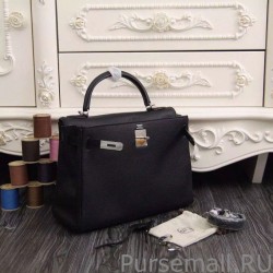Designer Hermes Kelly Bag 28,32CM In Black Clemence Leather