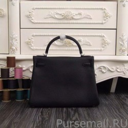 Designer Hermes Kelly Bag 28,32CM In Black Clemence Leather