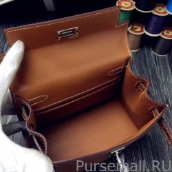 Copy Hermes Kelly 20cm Bag In Brown Epsom Leather