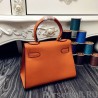 7 Star Hermes Kelly 20cm Bag In Orange Epsom Leather