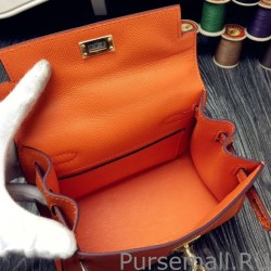 7 Star Hermes Kelly 20cm Bag In Orange Epsom Leather