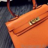 7 Star Hermes Kelly 20cm Bag In Orange Epsom Leather