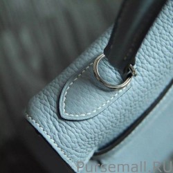 High Hermes Kelly Bag In Azure Clemence Leather