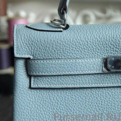 High Hermes Kelly Bag In Azure Clemence Leather