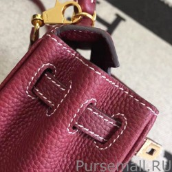 Top Hermes Kelly 20cm Bag In Bordeaux Clemence Leather