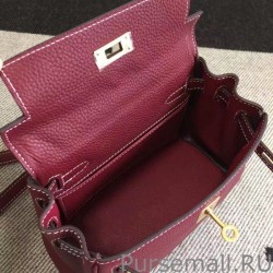 Top Hermes Kelly 20cm Bag In Bordeaux Clemence Leather