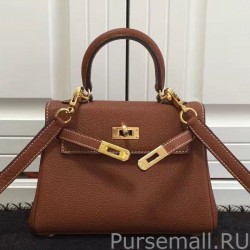 Top Hermes Kelly 20cm Bag In Brown Clemence Leather