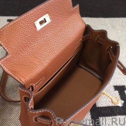 Top Hermes Kelly 20cm Bag In Brown Clemence Leather