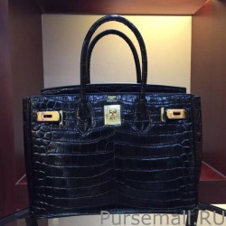 High Quality Hermes Birkin 30cm 35cm Bag In Black Crocodile Leather