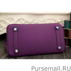 1:1 Mirror Hermes Birkin 30cm 35cm Bag In Purple Clemence Leather