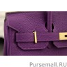 1:1 Mirror Hermes Birkin 30cm 35cm Bag In Purple Clemence Leather